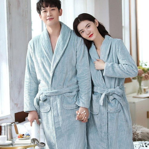 Pijamas Para Parejas Albornoz Coral Fleece Home Bata