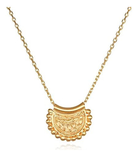 Collar Para Mujer Con Mini Mandala Chapado En Oro Amarillo