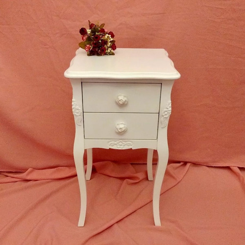 Muebles Tallas Flores Shabby Chic Mesita Luz 2c