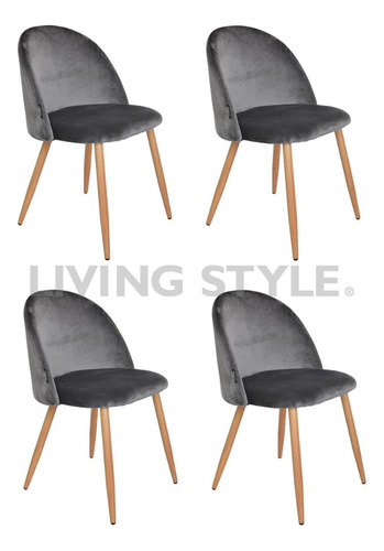 Silla Estilo Nordica Pata Simil Madera Thea X4 