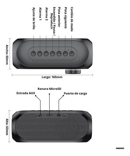 Parlante S8 Bluetooth Con Reloj Despertador Luz Led