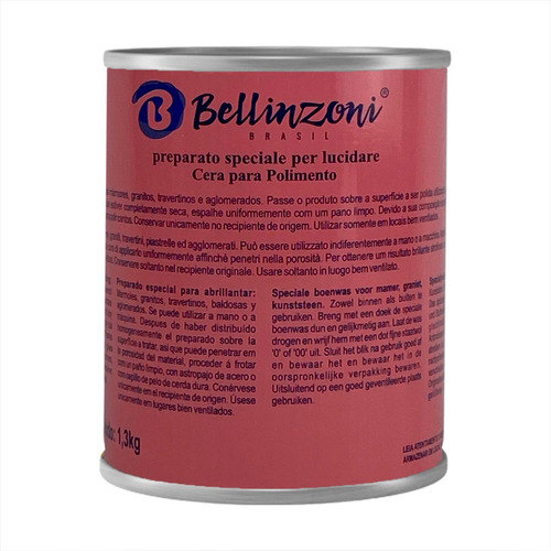 Cera Pasta Bellinzone Lata Rosa Polimento/mármore Etc 1,3kg