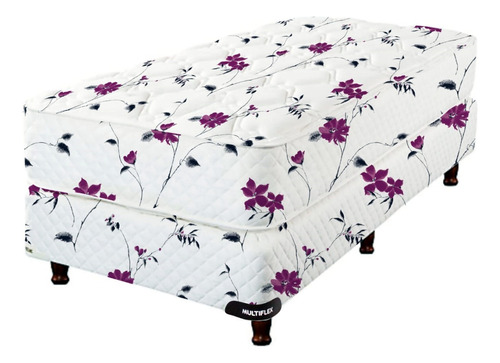 Sommier Colchón 1 1/2 Plaza Espuma Multiflex 100 X 190 Cm + Almohada Color Blanco