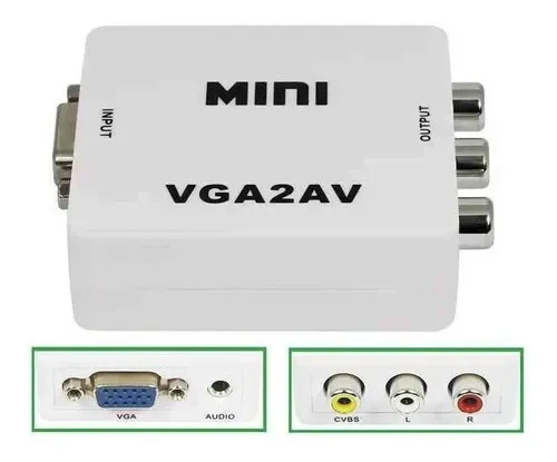 Convertidor Adaptador De Vga A Av Rca Con Cable De Poder Usb