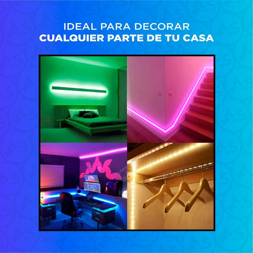 Imagen 6 de 9 de Tira Luces Led Kit Completo Rgb 5050 Control Fuente Colores