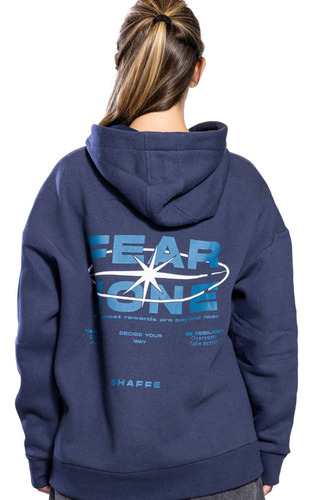 Buzo Hoodie Frisa Canguro Capucha Bordado Mujer Bolsilos Alg
