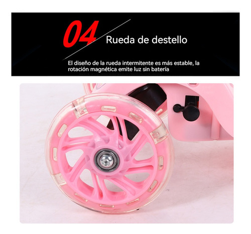 Scooter Infantil Con Led Ruedas Y Taburete,altura Ajustable