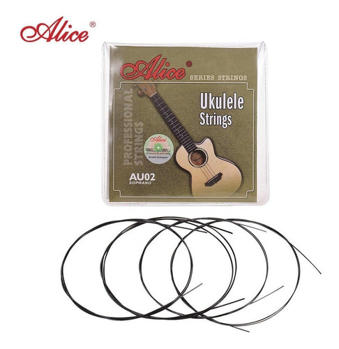 Au02 Juego Cuerdas Ukulele Soprano D(re) Nylon Negro Alice