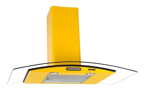 Coifa Parede Fogatti Vidro Curvo Slim Amarela 75cm Cor Amarelo 110V