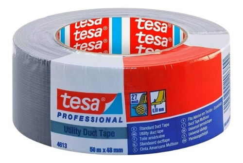 Imagem 1 de 4 de Fita Silver Tape 50mx48mm Prata Profissional Universal Tesa