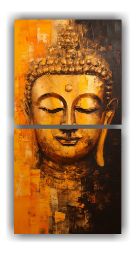 60x30cm Cuadro Diseño Abstracto Buddha En Tonos Dorados Y V