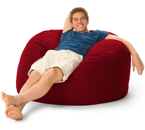Puff Gigante Confortável 100x50 Em Suede Com Enchimento Cor Vermelho