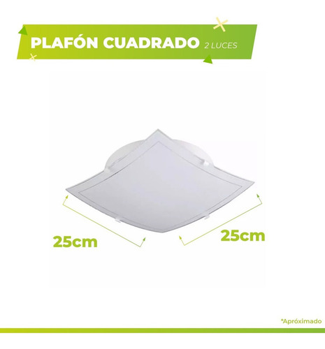 Plafón Cuadrado 2 Luces Livorno 25x25 Apto Led Ap - 223