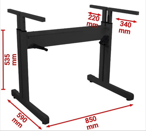 Mesa Gamer Escritorio C/ Regulagem Altura Preta Sem Tampos .