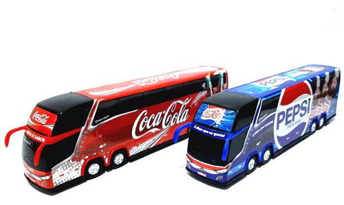 Kit 2 Brinquedo Miniatura Ônibus Coca Cola E Pepsi Coleções