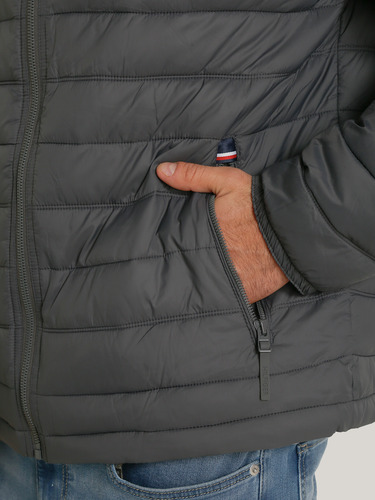 Parka Weight Quilted Colorblock Gris Tommy Hilfiger