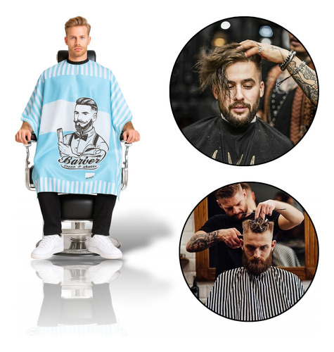 Kit Combo Set De 3 Capas De Barbería Peluquería Profesional Capa Argentina Barber Celeste