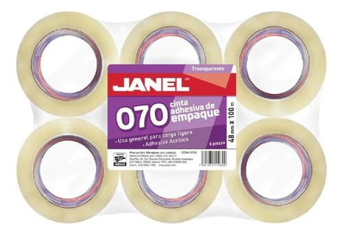 Caja Cinta Transparente Janel 070 Plus 48mm X 100m 36 Piezas