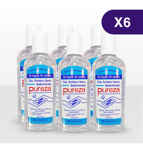 Pureza Gel Antibacterial - Paquete De 6 Unidades, 200g C/u