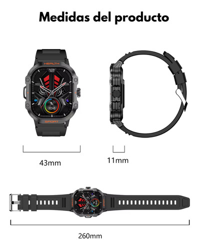 Smartwatch Hk24 Reloj Inteligente Militar Amoled Negro