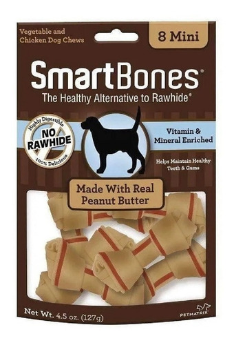 Ossinho P/ Cães Smartbones Manteiga Amendoim Mini 8 Unidades