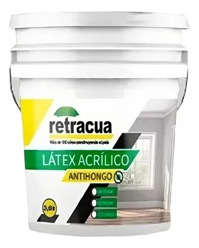 Latex Acrilico Interior 3.6l Antihongos Retracua Acabado Mate Color Blanco