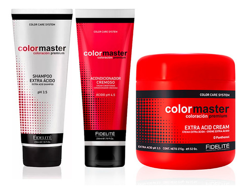 Fidelite Colormaster Shampoo + Acond + Mascara Acido Chico