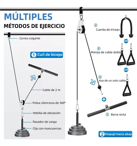 Poleas Gimnasio para Casa, Fitness DIY Sistema de Polea Cable