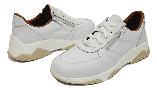 Zapatillas Urbanas Cuero Mujer Acolchada Plataforma Art 712