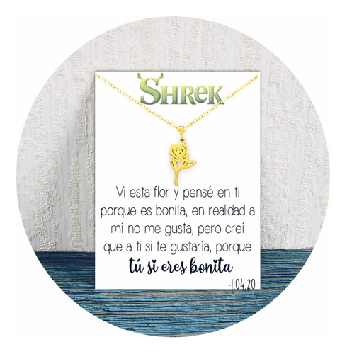 Collar Flor Shrek Enchapado Oro + Tarjeta