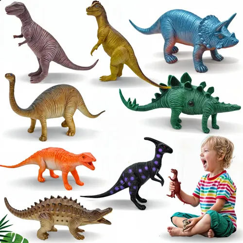 Kit 8 Dinossauros Dino World em Borracha Soft 3-6 anos