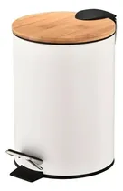 Comprar Tacho De Basura Acero A Pedal 3lts Tapa Bambú Blanco Negro