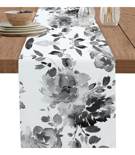 Panuelos De Mesa Con Flores De Tinta De Acuarela, 13 X 60 Pu