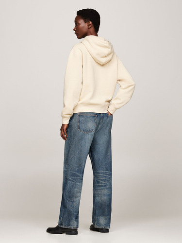 Polerón Hoodie Con Logo Bordado Beige Tommy Hilfiger