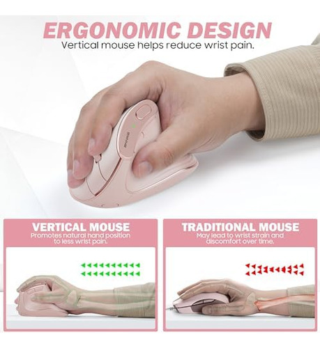 Bnnwa Ratón Ergonómico Vertical Inalámbrico, Multidispositiv