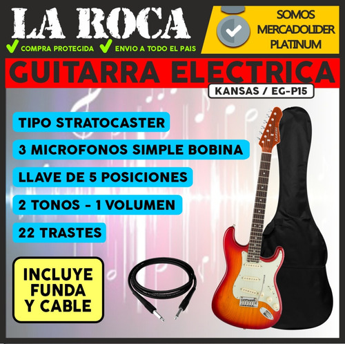 Imagen 3 de 10 de Guitarra Electrica Stratocaster Parquer Con Funda Y Palanca