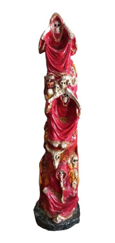 Figura Santa Muerte Roja En 3 Virtudes Resina Fina 56 Cm 