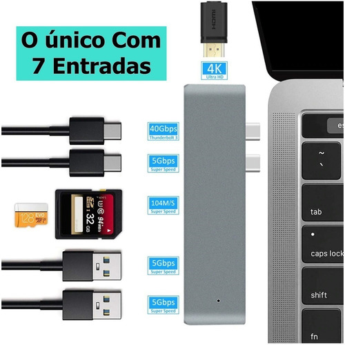 Imagem 2 de 7 de Adaptador Hdmi 4k Hub Usb-c 3.1 Para Macbook Pro Air M1 2021