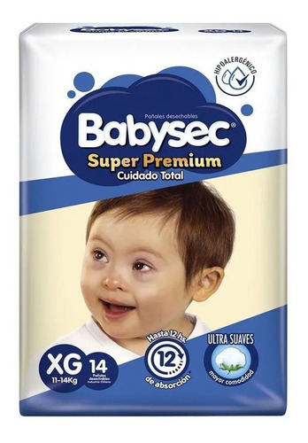 Pañales Bebé Babysec Super Premium - Talla Xg - 14 Unidades