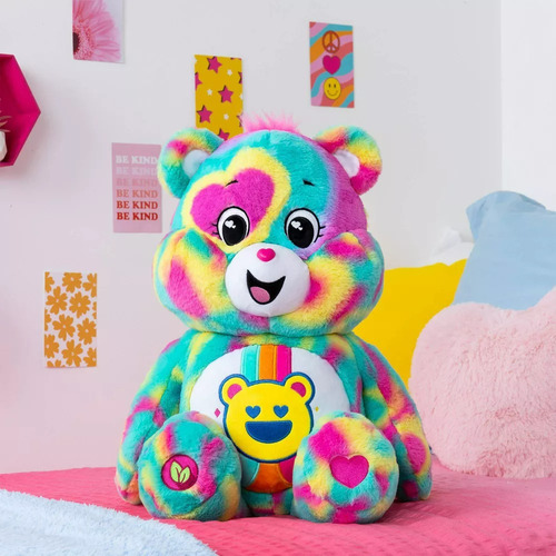 Care Bears Peluche Jumbo Good Vibes Buena Vibra 60cm Color Cian