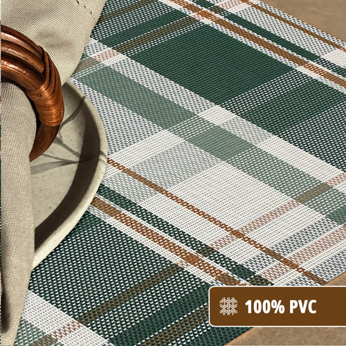 10 Jogo Americano Mesa Posta Luxo Impermeável Mz List 2 Vr Cor M9 VERDE escuro oliva musgo folha claro LISTRAS MZ RETANGULAR
