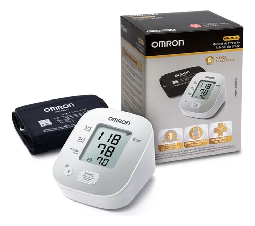 Aparelho de Pressão Braço Omron HEM-7144 Monitor e Medidor de Pressão Arterial Saúde Hipertensos ANVISA INMETRO