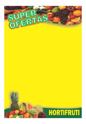 Cartaz Hortifruti Papel Cartão 250g 32x22 Cm- 100 Unidades