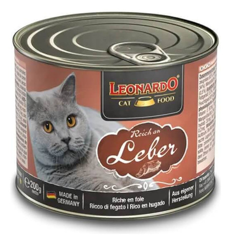 Alimento Leonardo Para Gato Adulto Sabor Higado Lata De 200g