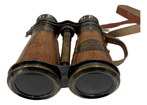 Antiguo Victoriano Marino Latón Cuero Binocular Sailor Instr