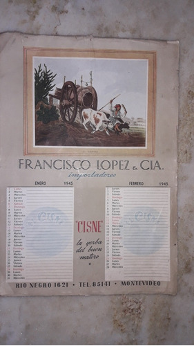 Antiguo Almanaque De Yerba Cisne De 1945,de Francisco Lopez