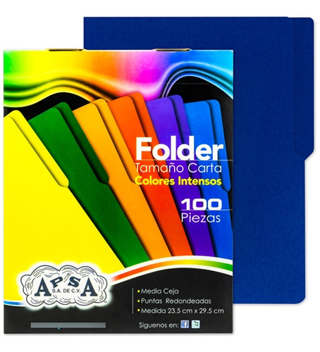 Folder Apsa L81-p Carta Azul Intenso Cartulina C/ 100 Piezas
