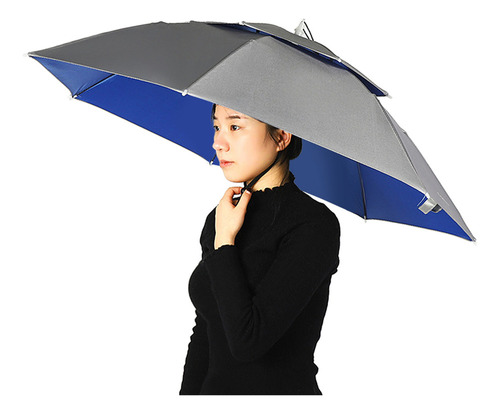 Sombrero Doble Capa Plegable Para Sol.lluvia Con Banda Aju