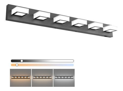 Ralbay 6 Luces Negras De Bano Luminarias Regulables 5cct Neg