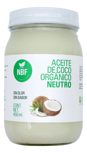 Aceite Coco Extra Virgen Neutro Nbf 450ml Sin Sabor Y Olor